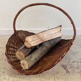 Vintage Rattan Log Basket