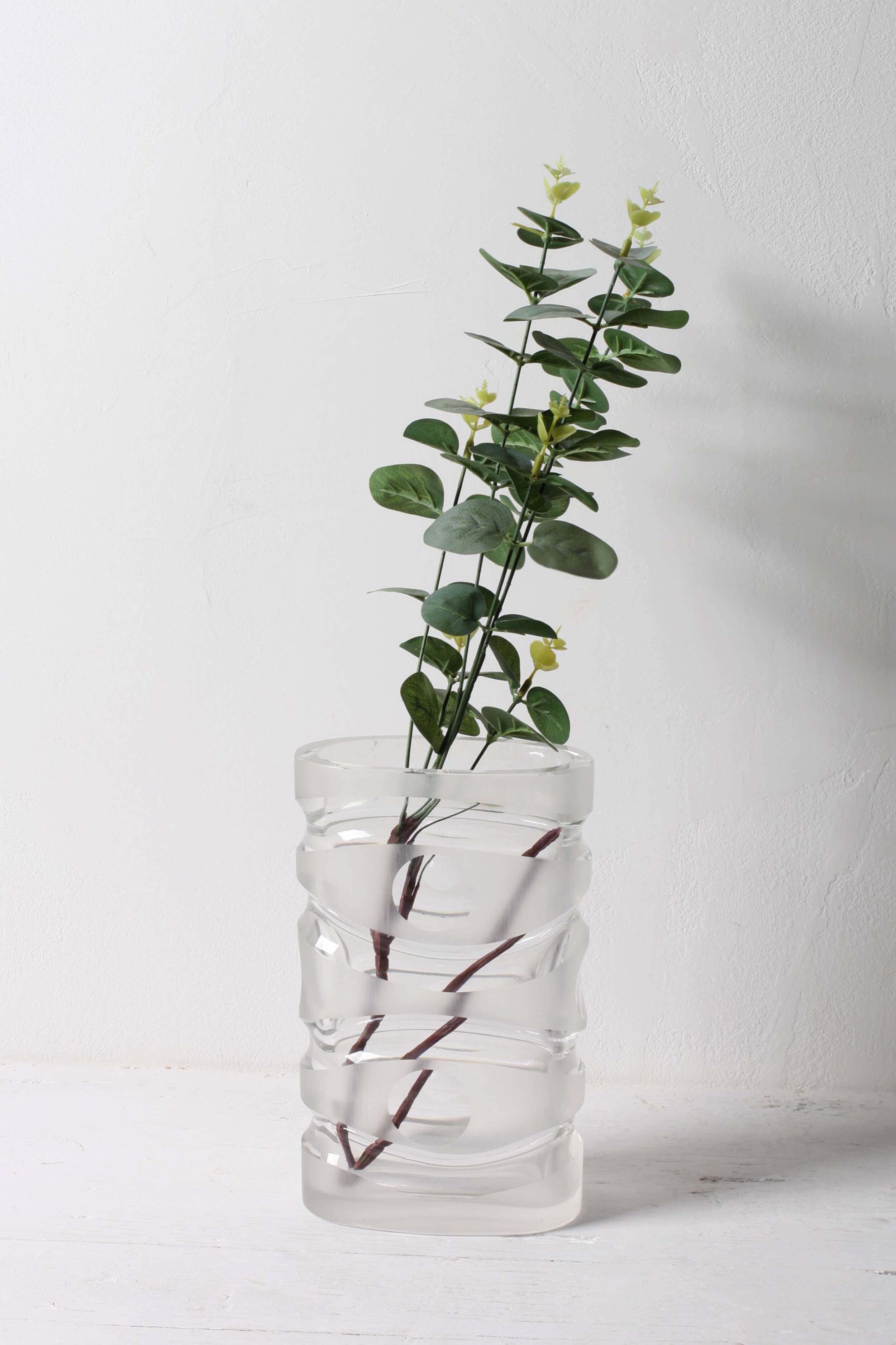 Mid-Century Iced Crystal Glass Vase: Peill & Putzler, Germany, 1960s