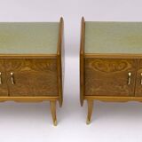 Pair of Art Deco Italian Bedside Tables White Ash Briar, 1920s