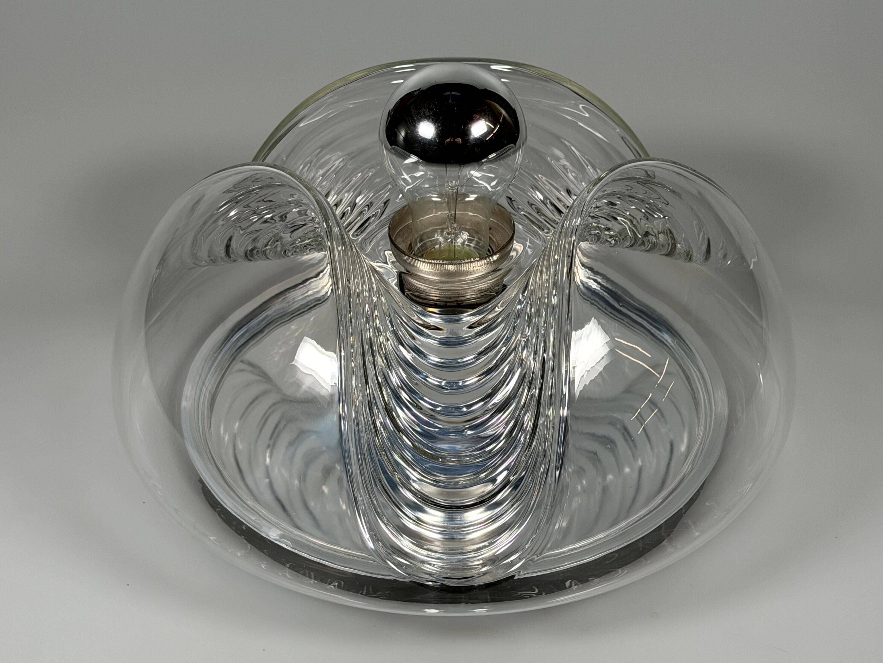 1960s 1970s Wall or Ceiling Lamp "Wave" by Koch & Lowy for Peill & Putzler