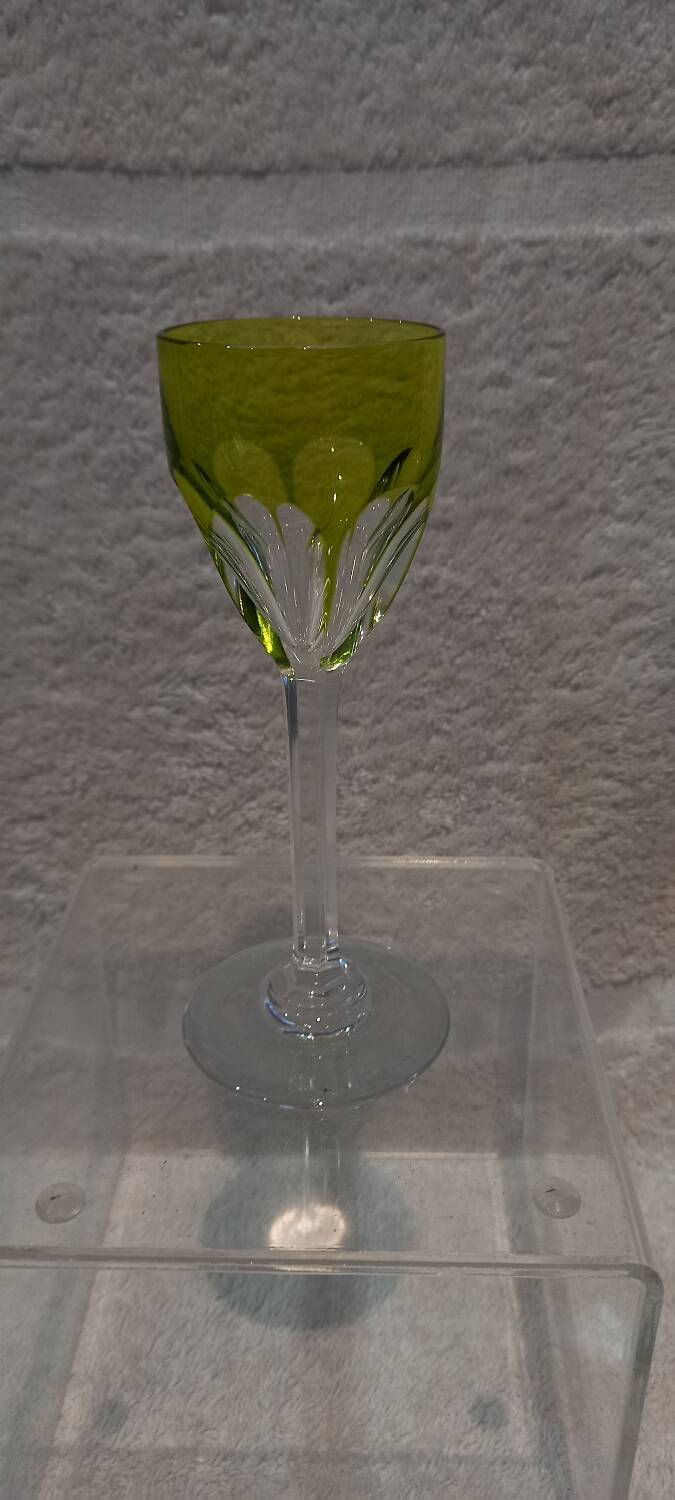 Baccarat Genova Double Chartreuse Green Crystal Liqueur Glass