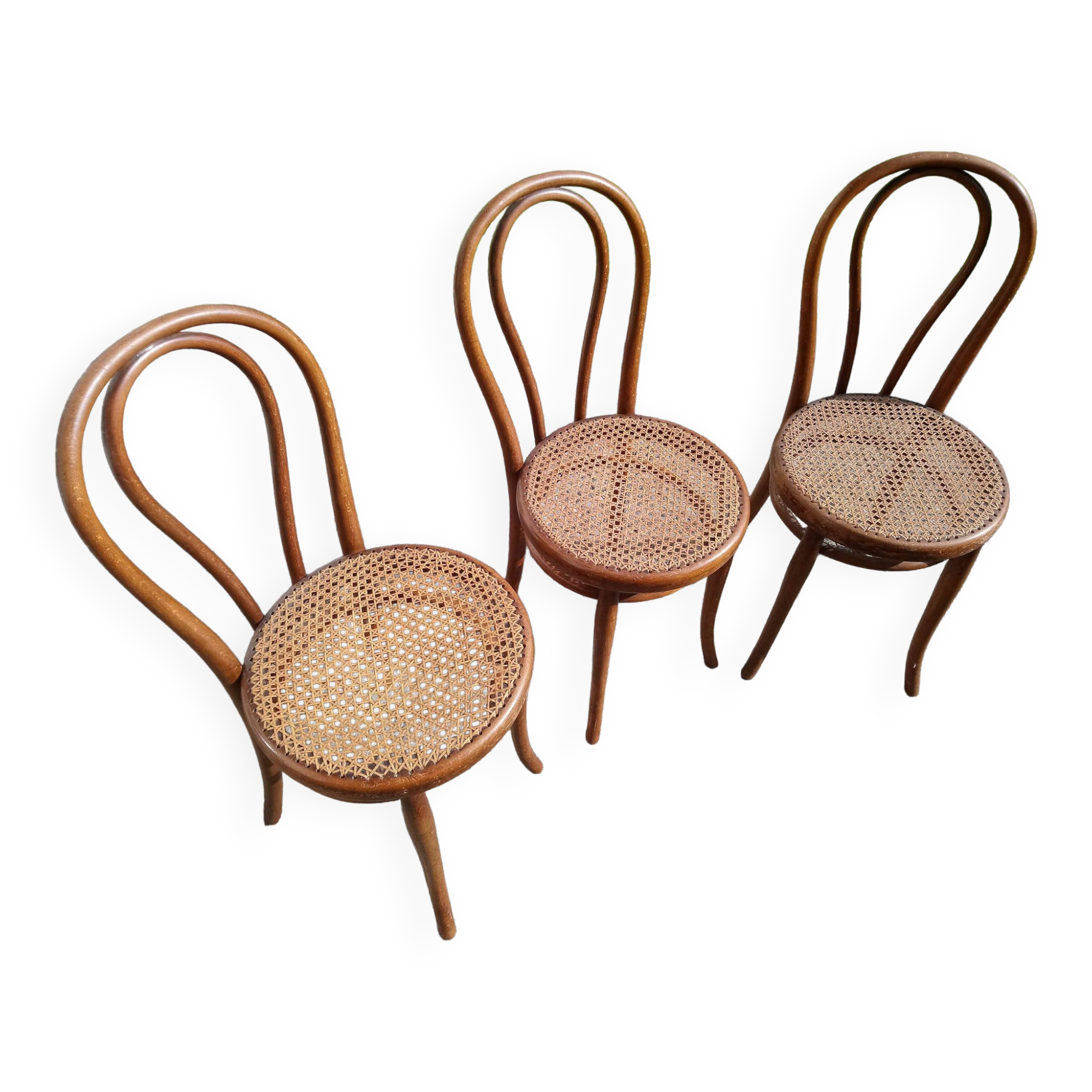 Bistro chairs stamped Thonet, caned, 1930s, No. 18