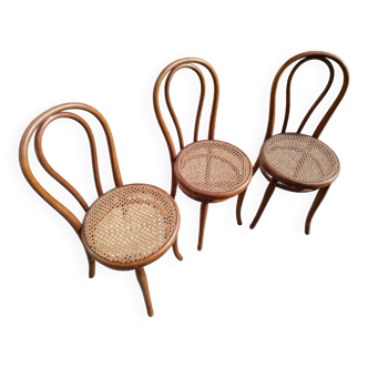 Bistro chairs stamped Thonet, caned, 1930s, No. 18