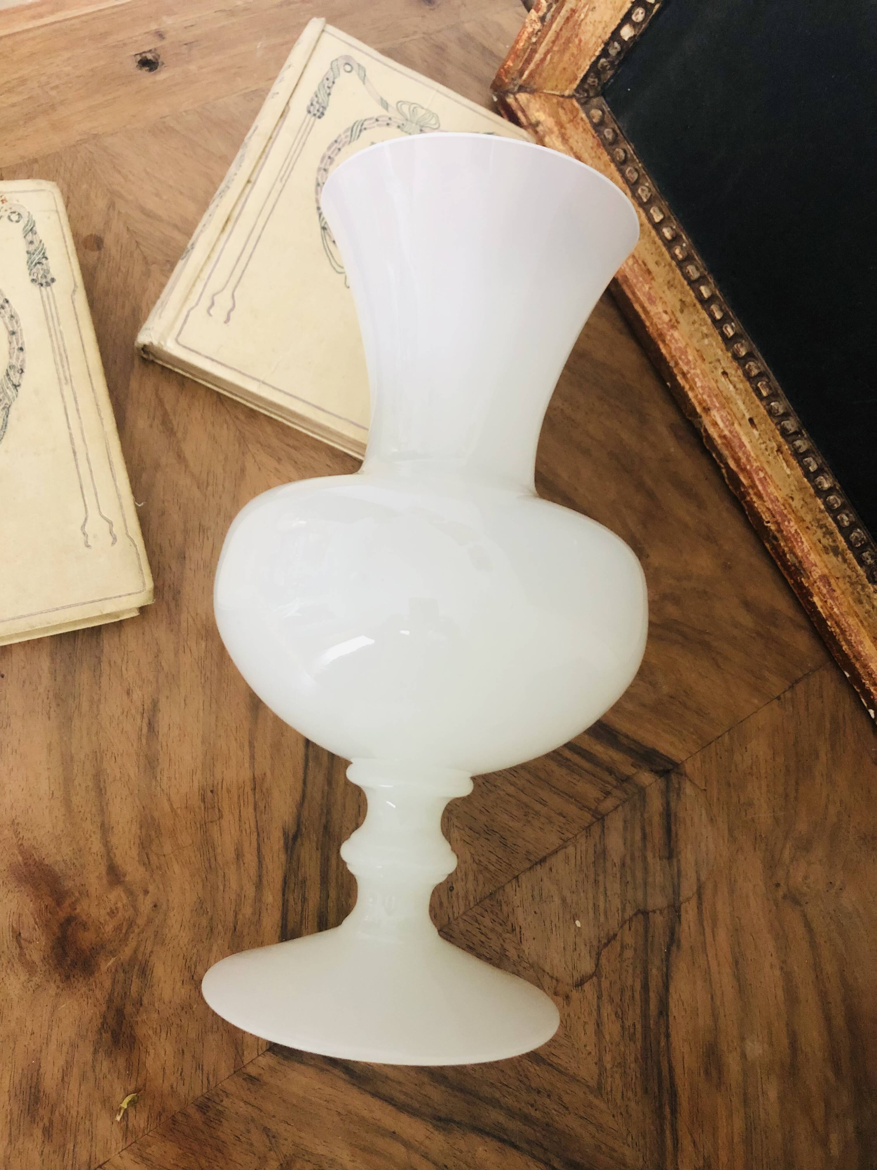 white opaline vase