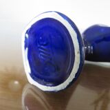 Signed blue ceramic soliflore hand