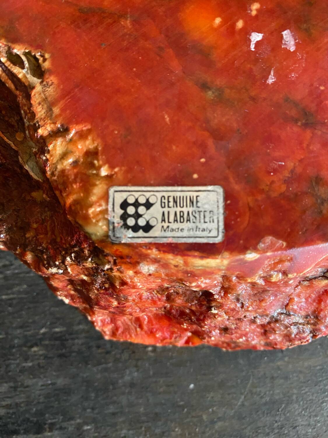 Vintage 70s ROMANO BIANCHI Red Alabaster Ashtray Made in Italy