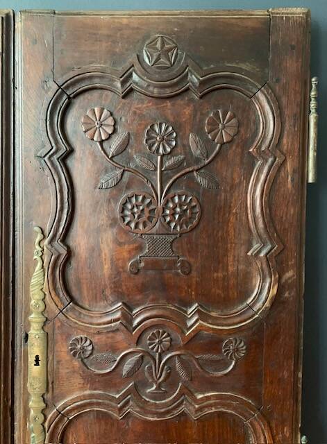 Antique carved wooden cabinet doors, 18th century