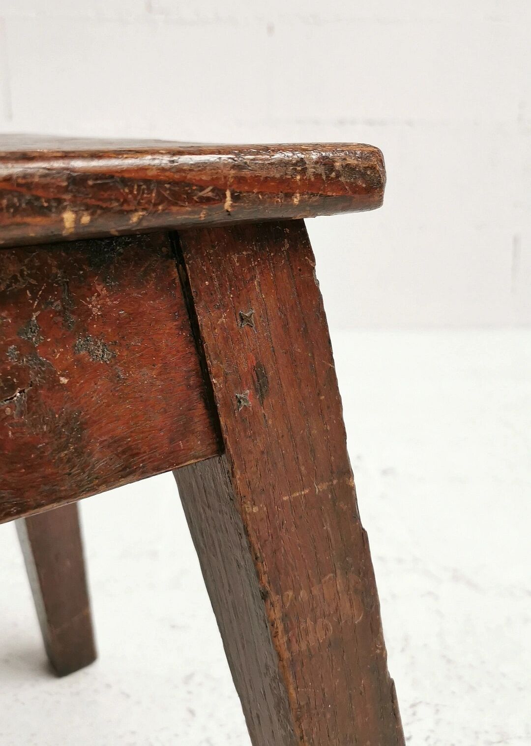 Low pine workshop stool, 1950