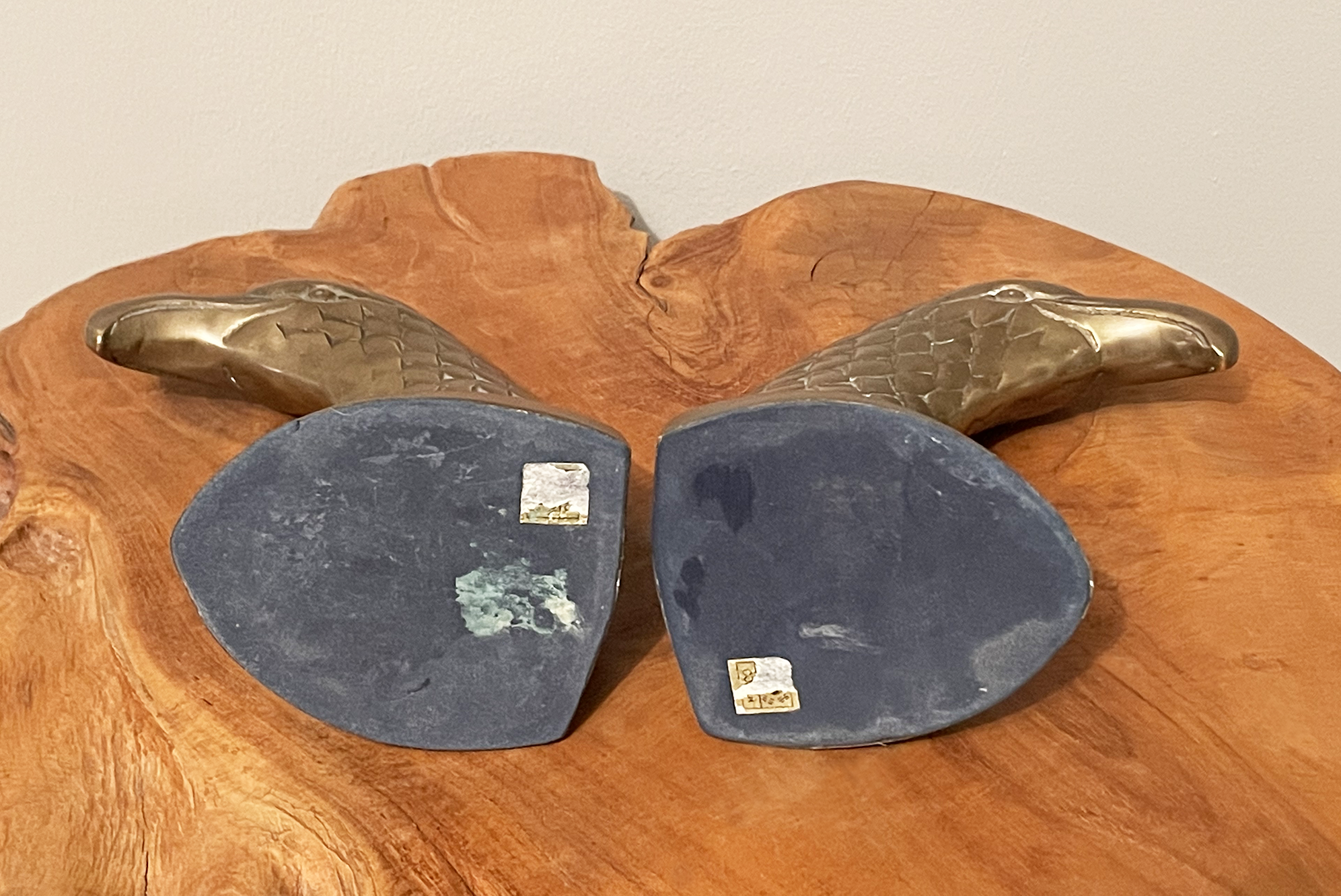 Pair of heavy brass bookends in the shape of eagle heads