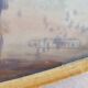 Service tray orientalist painting under glass