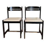 Paire de chaises noires + simili blanc
