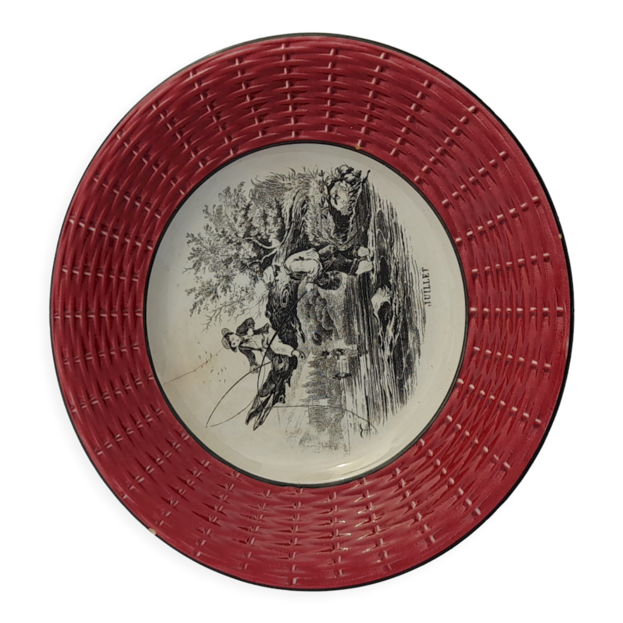 Digoin Sarreguemeines earthenware dessert plate month of July diam 18 cm