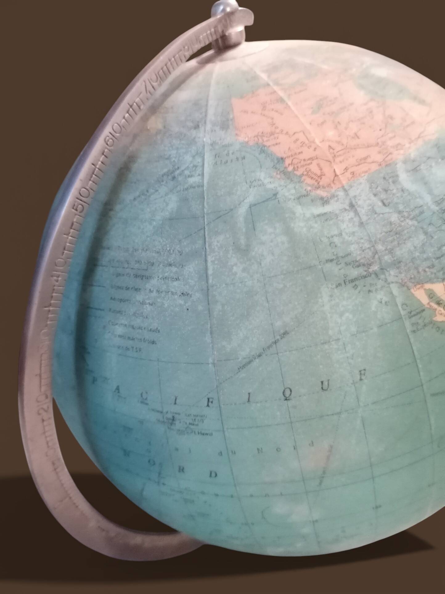 Vintage illuminated glass globe world map - 1940s