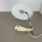 Modernist kalmar sytle Bauhaus beige metal and brass desk light, Austria, 1950s