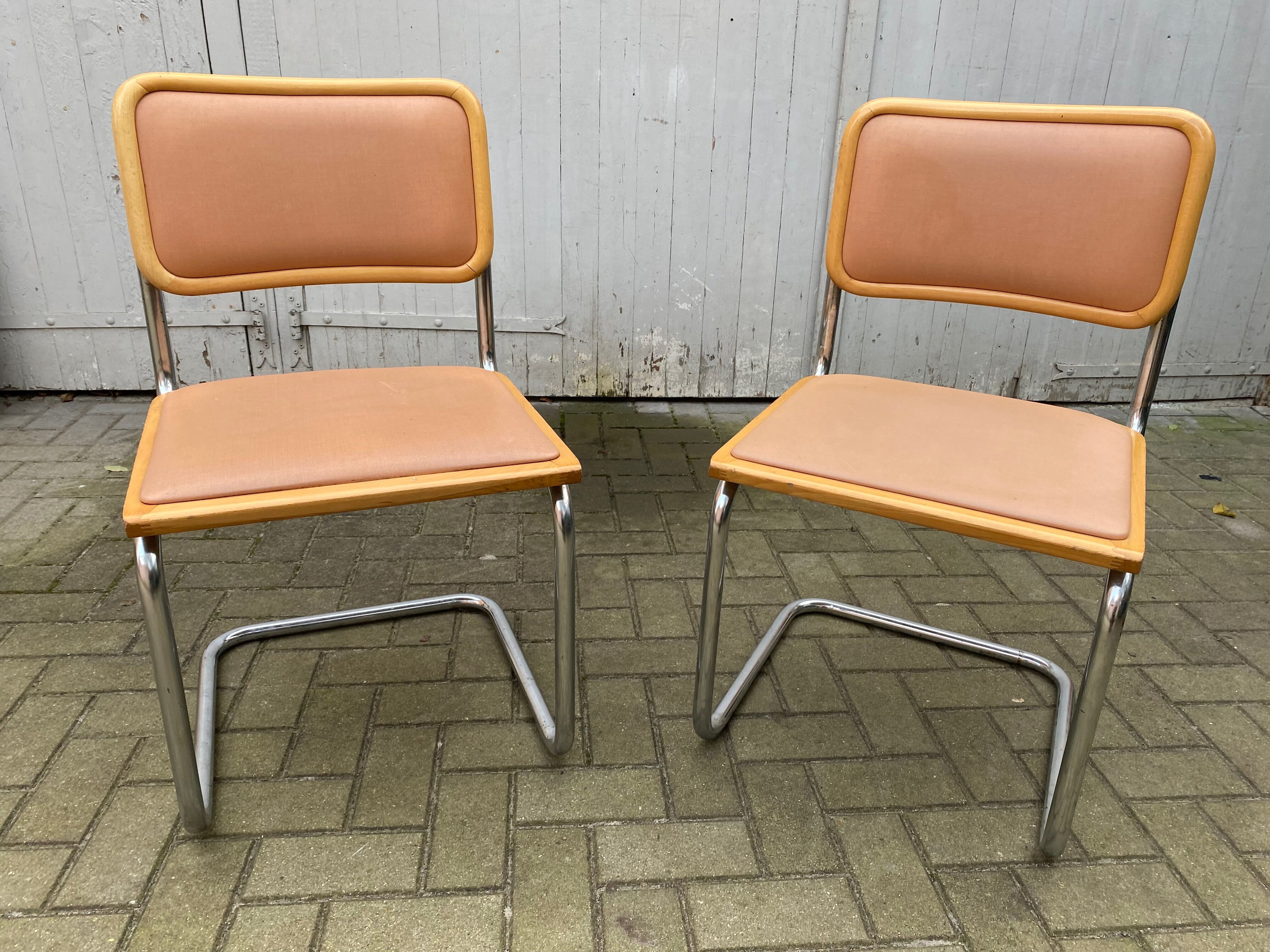 Pair of chairs by Marcel Breuer Cesca B32 skaï 1960