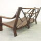 Mid century vintage boho 2-seater sofa with leather cushions