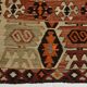 Light Green & Orange Tribal Turkish Kilim Rug, 141x305Cm