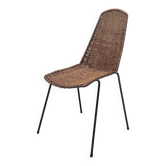 Chaise vintage en osier et métal vers 1950