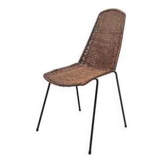 Vintage chair in wicker and metal circa 1950