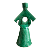 Berber candle holder in green glazed terracotta