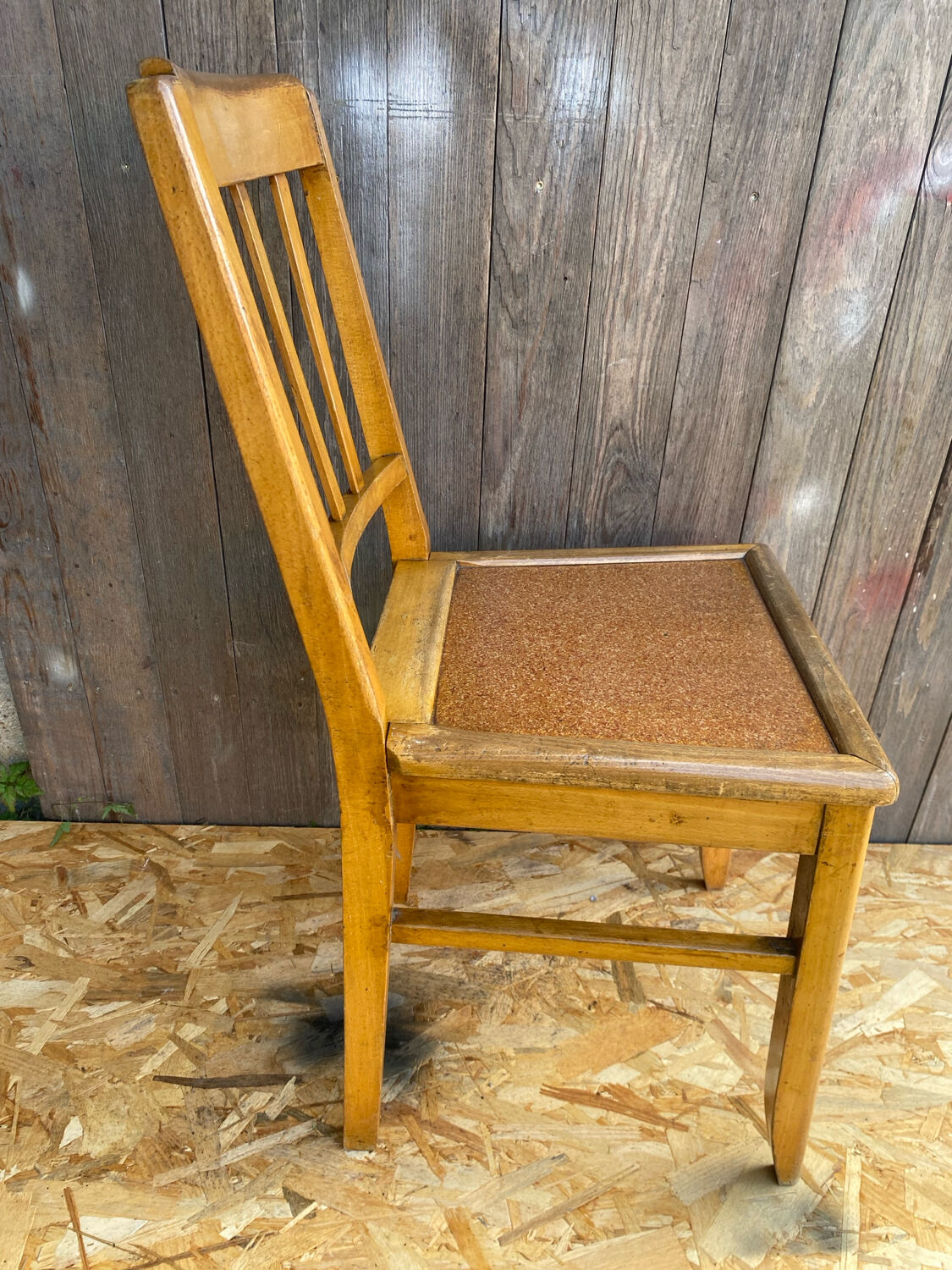 Set of 4 Antique Bistrot Chairs in Baumann Style Wood from the 60s