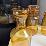 Set of pitcher + carafe + 2 amber glass jars