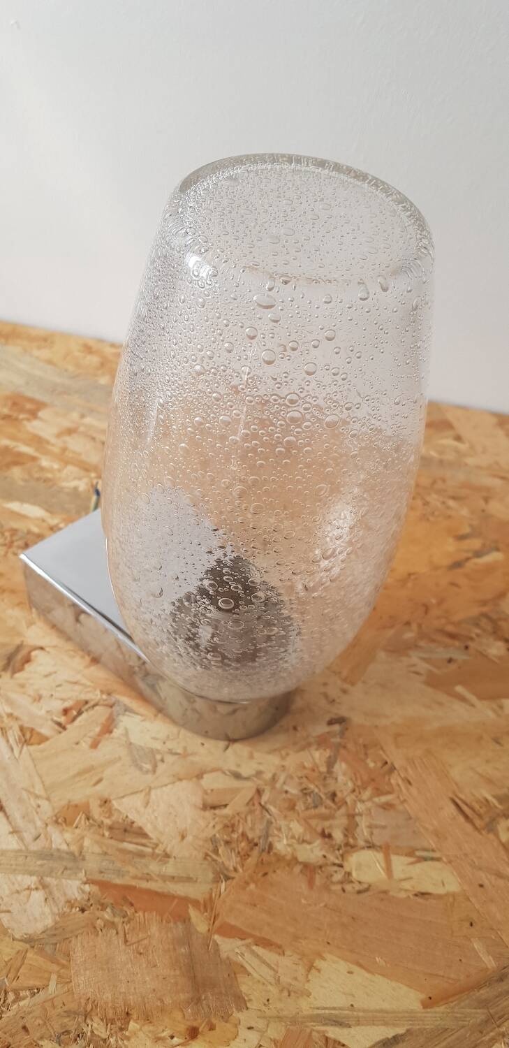 Metal and bubbled glass wall light