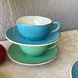 Tasses Digoin multicolores aspect tissage de panier