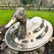 Duck Serving Platter – Vintage French EPNS Silver Plated Game Dish