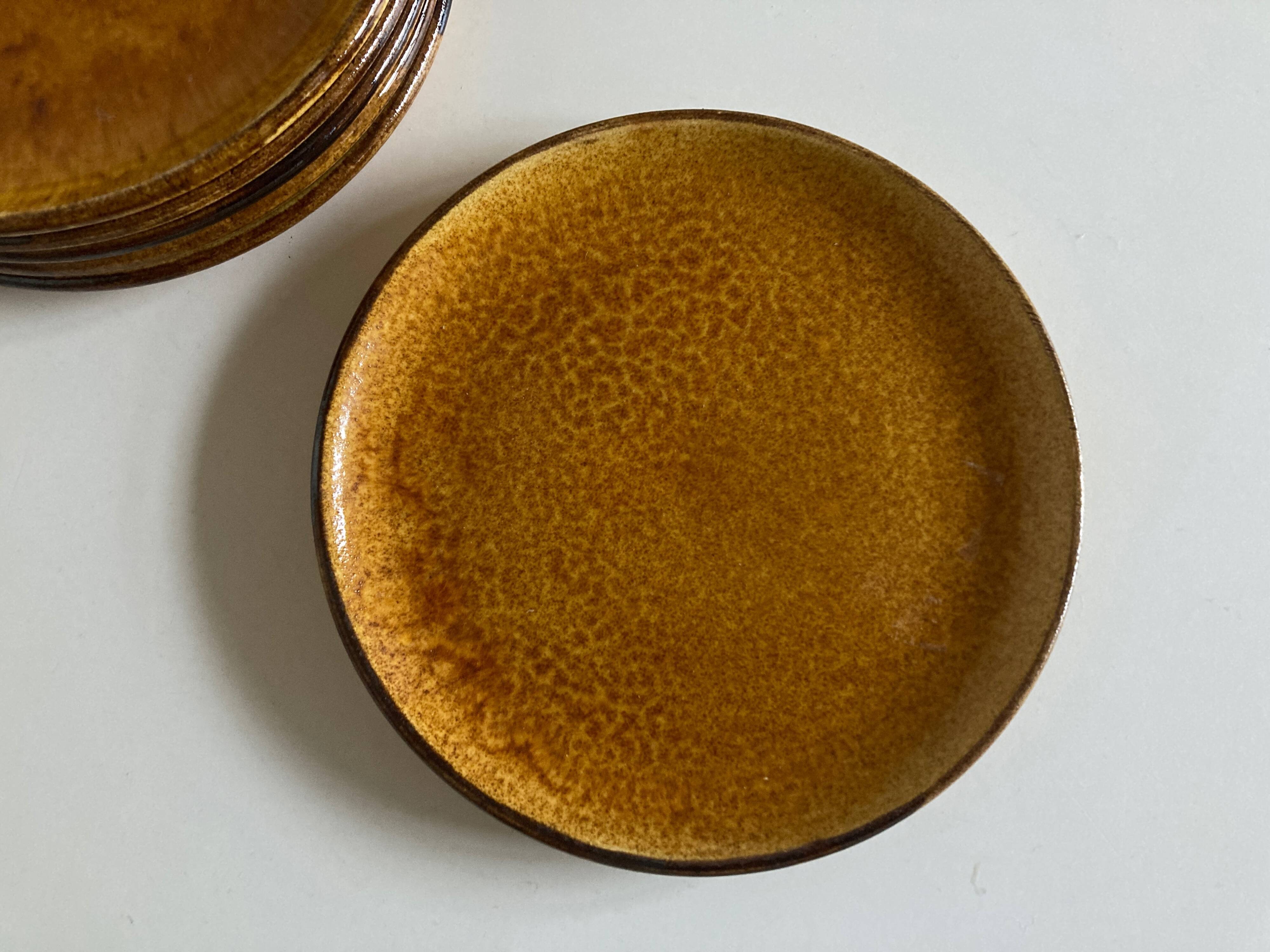 Set of 6 Dieulefit glazed earthenware plates workshop Mourre Milon 1970