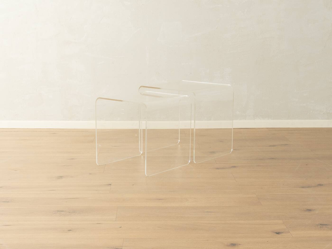 Minimalist side tables made of transparent acrylic glass, Space Age style, 1970s, set of 2