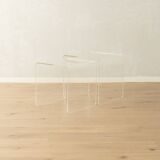 Minimalist side tables made of transparent acrylic glass, Space Age style, 1970s, set of 2