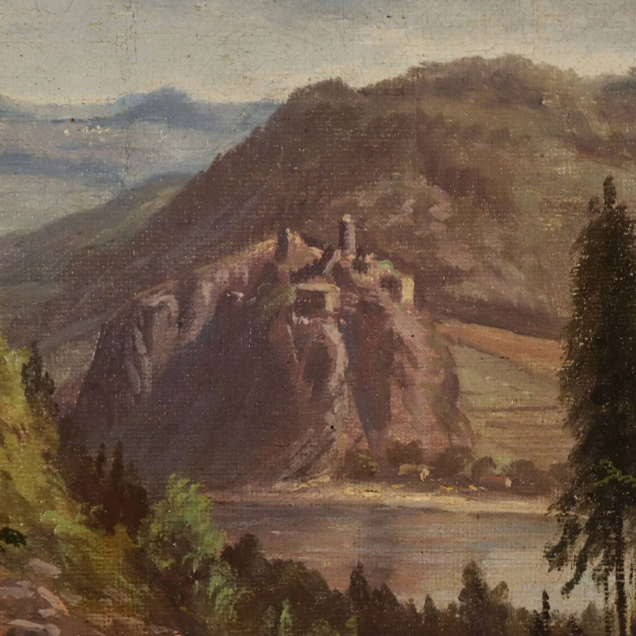 Old painting signed Ernst Gustav Doerell, landscape, 19th century.