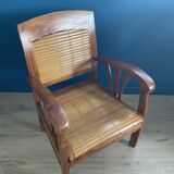 Colonial armchair in teak and bamboo