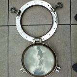 Old boat window in chrome bronze Ø40cm