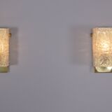 Paire d’appliques cristal & laiton 1970’s