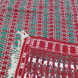 Tapis traditionnel rouge et vert en pure laine 115x210cm