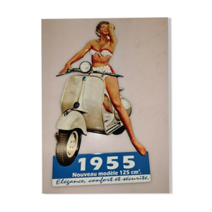 Plaque publicitaire pin up vespa