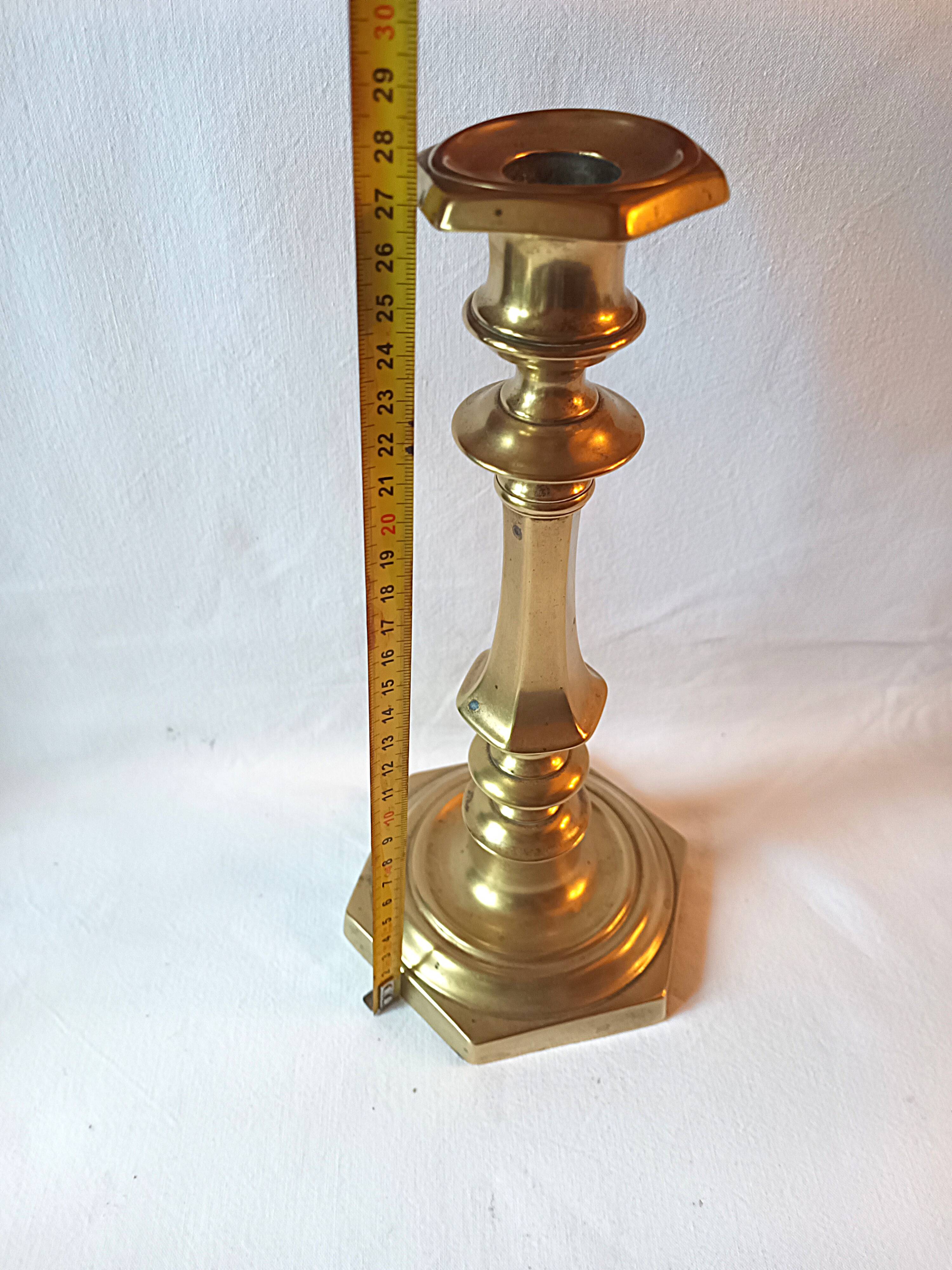 Antique bronze candlestick, 19th century, torch holder, candelabrum.