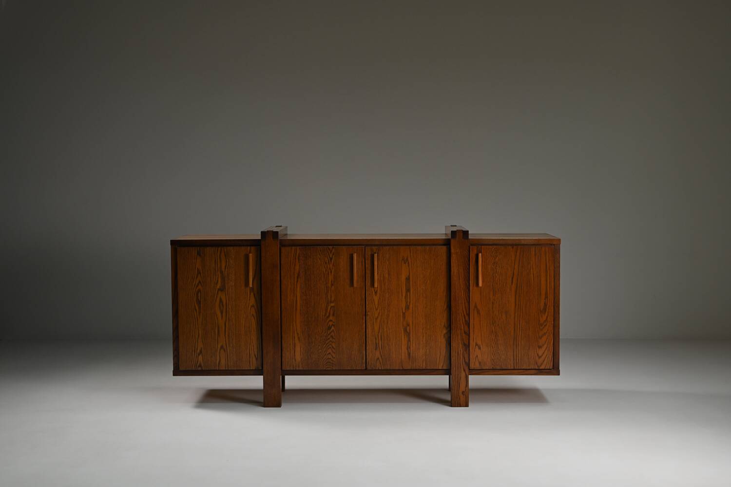 Dark stained brustalist oak sideboard, Belgium.
