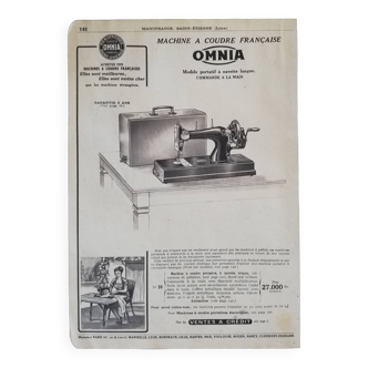 Poster sewing machine Omnia 1953 portable model with long shuttle