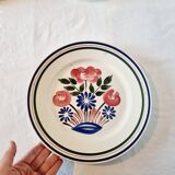 Lot de 6 Assiettes Apéritives Rustiques en Porcelaine HBCM Mulhouse Motif Printemps avec bord relevé