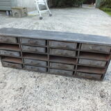 Garage or workshop furniture with drawers in cans