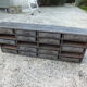 Garage or workshop furniture with drawers in cans
