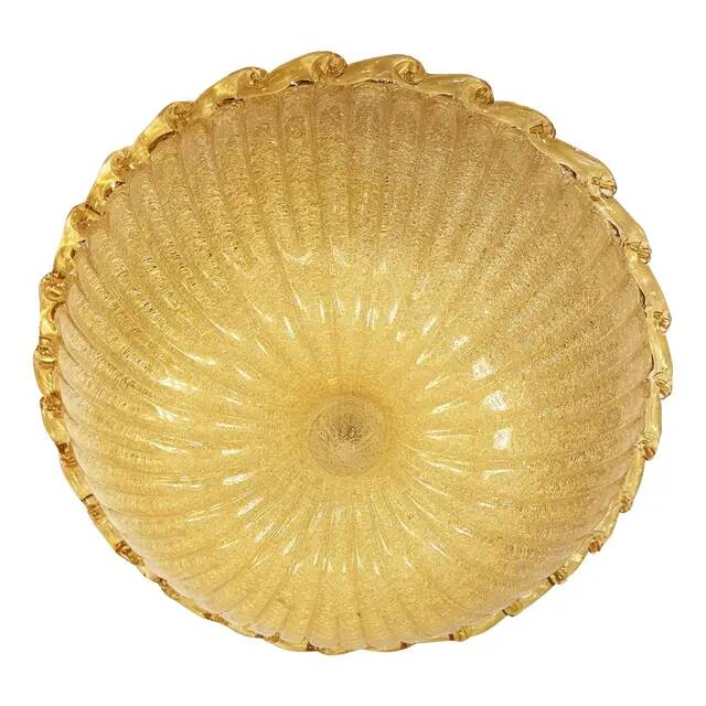 Venetian Amber Graniglia Budino Murano Glass Flush Mount by Simoeng