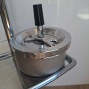 Cendrier sur pied vintage métal chromé, plateau intégré