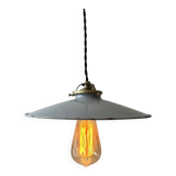 OLD INDUSTRIAL WHITE CONICAL ENAMEL SUSPENSION