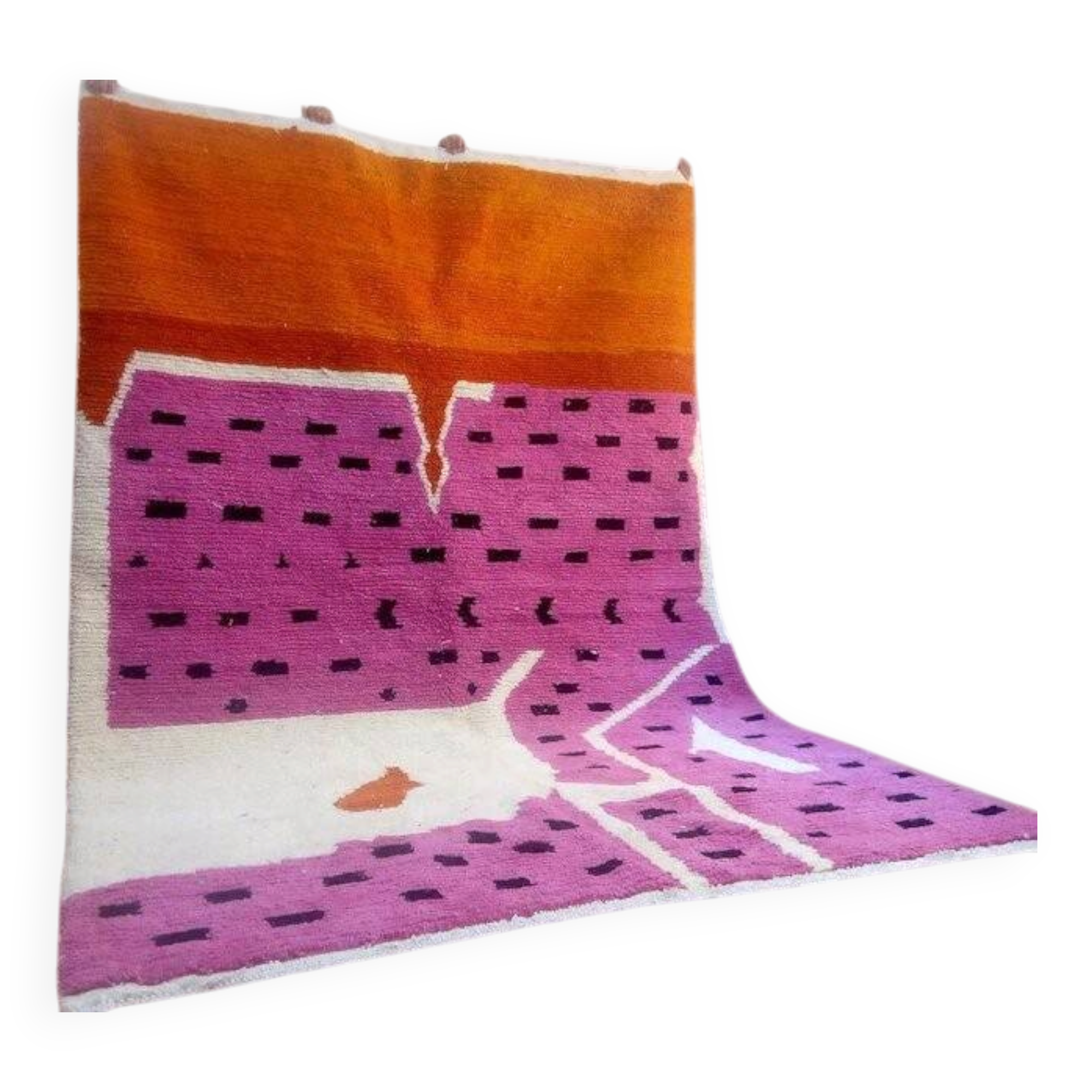 Tapis style Azilal violet - tapis coloré - tapis marocain fait main - 286x210 cm