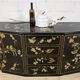 Vintage Chinese sideboard / lacquer cabinet (black / birds) Bohemian
