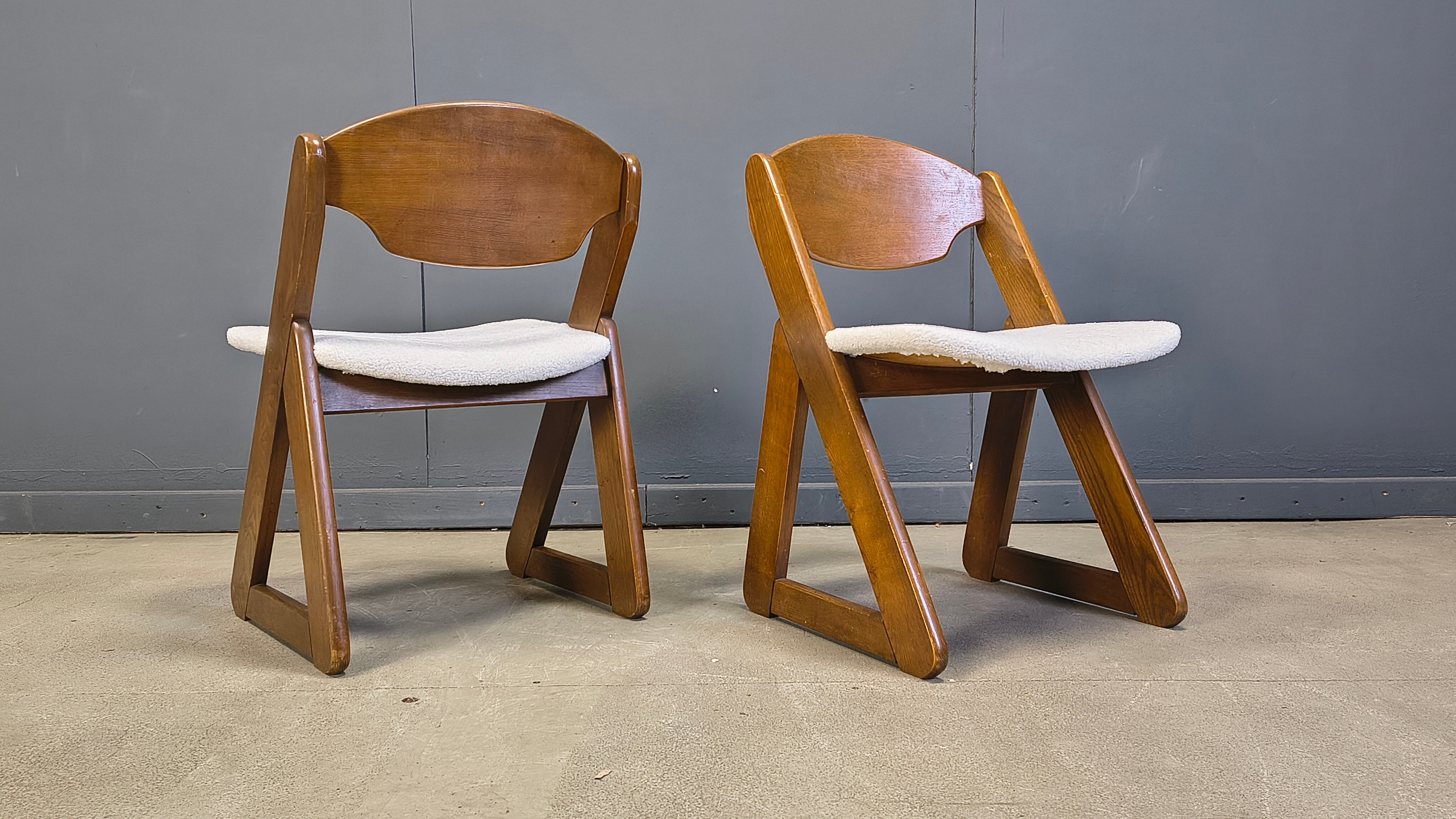 Vintage brutalist dining chairs, set of 6 - 1960s